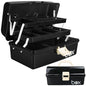 TERGOO 12in Three-Layer Multipurpose Storage Box Organizer Folding Tool Box/Art & Crafts Case/Sewing Supplies Organizer/Medicine Box/Family First Aid Box with 2 Trays (Black)…