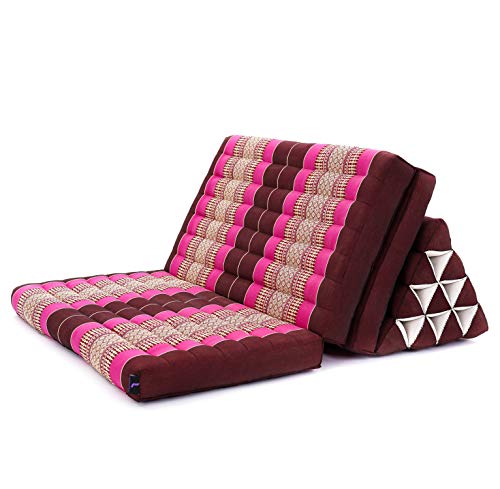 Leewadee 3-Fold Mat XXL with Triangle Cushion – Firm TV Pillow, Foldable Mattress with Cushion Made of Kapok, 67 x 31 inches, Auburn Pink - color: Sf29 - Auburn, Pink, size: 3 seating segments XL