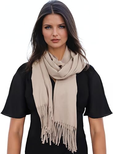 Ocomfly 100% Pashmina Scarf for Women - Premium Womens Scarves - Gift Boxed - Shawls or Wraps - Ultra Soft and Warm - color: Khaki Brown