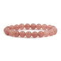 Justinstones Gem Semi Precious Gemstone 8mm Round Beads Stretch Bracelet 7 Inch Unisex - color: A Grade Strawberry Quartz