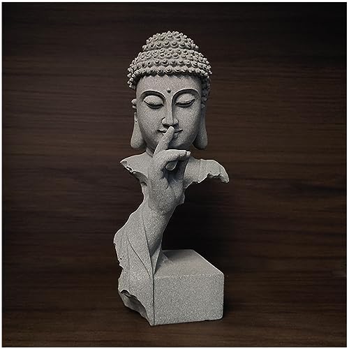 livelyfish Meditating Buddha Statue Zen Garden Statues Sandstone Thinker Buddha Sculpture Figurine for Fish Tank Aquarium Home Decorations, Gift (Medium) - size: Medium