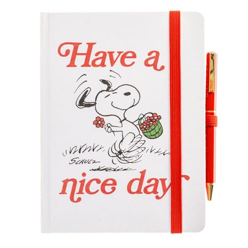Graphique Peanuts Lined Journal Plus Pen, Hardcover Diary Notebook for Writing, 160 Pages, 6” x 8” - color: Have a Nice Day Journal