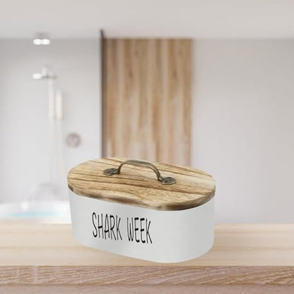 Wooden Desktop Storage Box Jewelry Organizer with Handle Cover, Multipurpose Oval Container for Bathroom Dresser Countertop, Black, A Size- B White