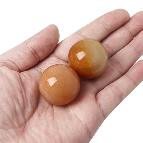 Hand Exercise Balls 30mm for Women - Set of 2 Natural Crystal Stone Spheres - Finger Joint Relief & Stress Relax, Perfect Size for Women's Hands, Red Aventurine - color: Red Aventurine