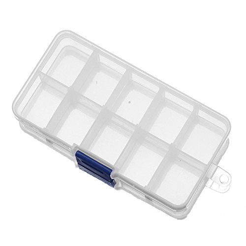 Driak 5PC 10 Grid Transparent Adjustable Plastic Box Metal Parts Storage Jewelry Box