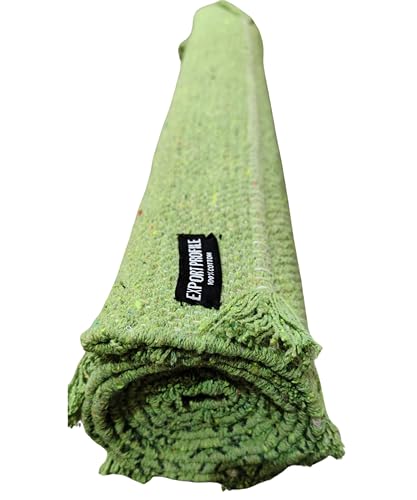 Handmade Organic Cotton Yoga Mat Natural Yoga Mat - Yoga Rug - Exercise, Workout, & Fitness Rug Made of 100% Cotton - Woven Material - Absorbent & Washable - 72"" x 24"" (Green)