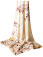 100% Mulberry Silk Oversized Women’s Sun-Shielding Shawl Formal Evening Neckwear Featherlight Airy - color: N1-blossom Silk Scarf（69" X 21"inch）