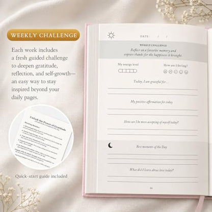 Gratitude Journal 2026 – Undated Daily Gratitude Journal with Upgraded Dynamic Prompts & Gift Box – 5 Minute Reflection, Mindfulness & Happiness Journal for Women & Men - color: Pink