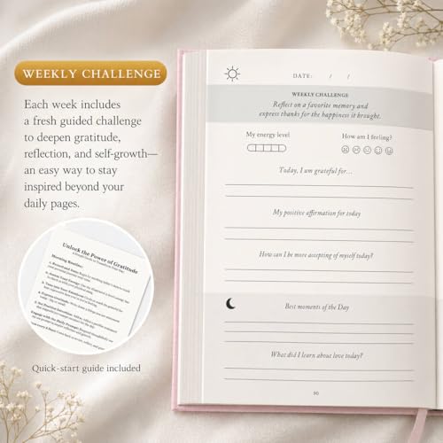 Gratitude Journal 2026 – Undated Daily Gratitude Journal with Upgraded Dynamic Prompts & Gift Box – 5 Minute Reflection, Mindfulness & Happiness Journal for Women & Men - color: Pink