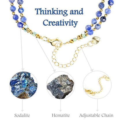 Farfume Beaded Bracelets for Women, Chakra Crystal 4mm Beads Gemstone Natural Stone Bead Spiritual Jewelry Gifts for Women - color: Blue Sodalite-Thinking