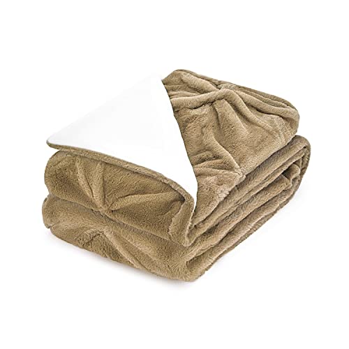 Pintuck Throw Blankets - Soft, Ultra Comfy and Fuzzy - Plush Fluffy Fleece Blankets and Throws for Couch, Bed & Living Room - Fall, Winter or Spring - Blankets Throw Size - Nude Beige - color: Nude Beige, size: Throw