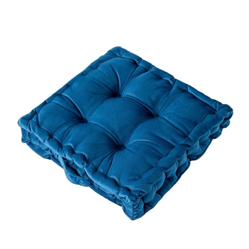Square Floor Cushions for Adults, 17" Solid Color Velvet Square Floor Pillow Seating Cushions for Living Room Bedroom Reading Yoga Bedroom Home Decor (Blue, 17 * 17 inches) - color: Blue