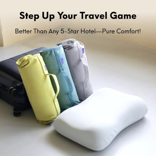 Cushion Lab Travel Deep Sleep Pillow – Compact Memory Foam Neck Pillow for Sleeping, Portable Pillow for Hotels, Camping, Side & Back Sleepers, On-The-Go – Spark