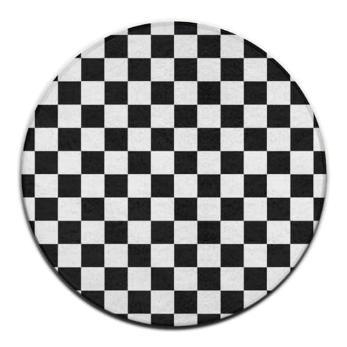 Large Machine Washable Circular Rugs, Home Decor Round Mat for Living Room Sofa Office Compatible with Black and White Checkered - color: Color447, size: 36inch(90cm)