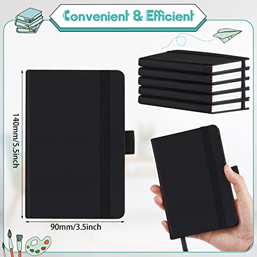 Laumoi 40 Pieces Small Notebooks A6 Pocket Journals 3.5 x 5.5 Inch Small Leather Notebook Mini Ruled Lined Journal with Elastic Band Pen Holder Page Marker Ribbons (Black) - color: Black