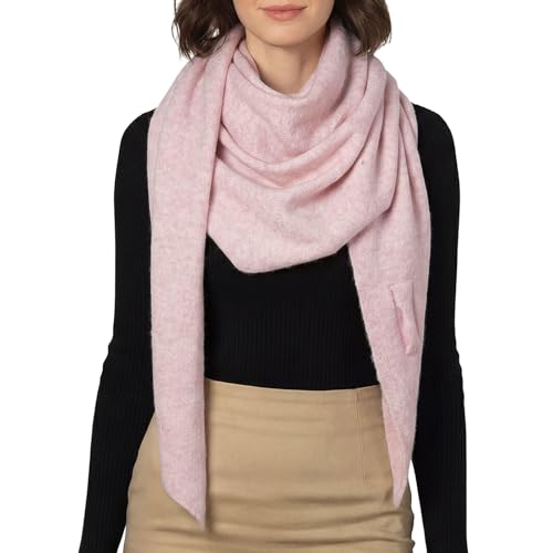 RIIQIICHY Shawl Wrap Women Pashmina Triangle Cape Knit Sweater Scarf for Fall Winter Fashion Accessory - color: Pink