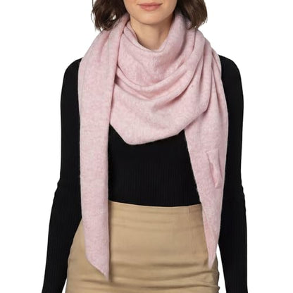 RIIQIICHY Shawl Wrap Women Pashmina Triangle Cape Knit Sweater Scarf for Fall Winter Fashion Accessory - color: Pink