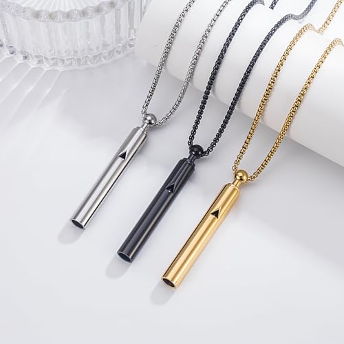 Breathing Easy Necklace, Mindfulness Breathing Stainless Steel Pendant for Stress Relief, Anxiety Management & Smoking Cessation Aid, Intricate Engraving for Men Women - color: Gold