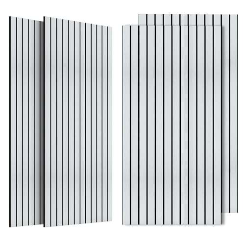 4 Pack Acoustic Wall Panels, Soundproof Panels with Simulated Wood Grain Finish, 47.2”x23.6” Decorative Acoustic Wall Panel for Office,Home Theater,Studio,Living Room, White Oak - color: White Oak, size: 4 PACK