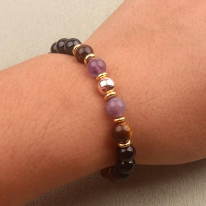 KSQS Healing Stone Bead Bracelet for Women, Natural Gemstones Balance Protection Bracelet, Spiritual Crystal Beads Bracelet Anxiety Relief with Meaning Card - style: No Negativity