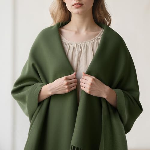 Winter Scarf for Women Pashmina Shawls and Wraps for Evening Dresses Wedding Party Bridesmaid Warm Long Scarves Shawl - color: Green
