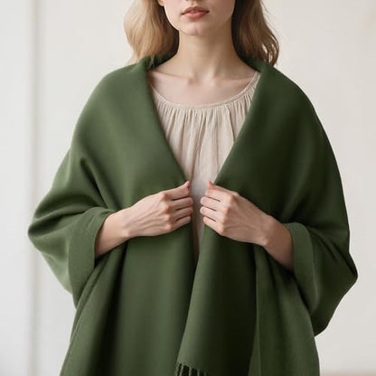 Winter Scarf for Women Pashmina Shawls and Wraps for Evening Dresses Wedding Party Bridesmaid Warm Long Scarves Shawl - color: Green