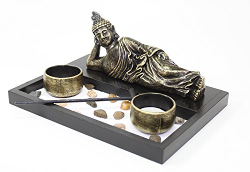 We pay your sales tax Tabletop Zen Garden Sleeping Relaxing Thai Buddha Rock Rake Candle Holder Home Decor(G16284)