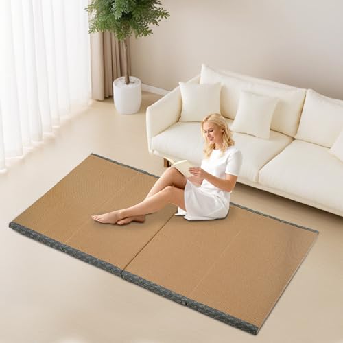 Coconut Fiber Floor Mat, 78"x39" Foldable Tatami Mattress, Breathable Meditation Mat, Eco-Friendly, Supportive Yoga/Bed Mat for Home, Meditation, Tea Room - color: Blue