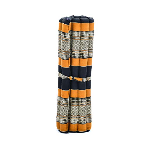 Leewadee Zabuton Seating Cushion – Square Floor Seat for Meditation Exercises, Light Yoga Mat Filled with Kapok - color: Sf03 - Black, Orange
