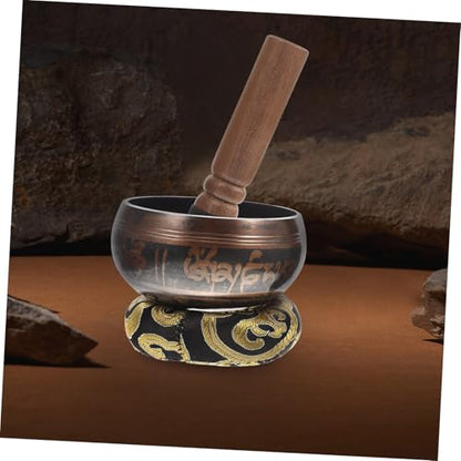 Tibetan Singing Bowl Handcrafted Meditation Accessory with Mallet for Yoga Mindfulness Relaxation and Buddhist Practice Random Color
