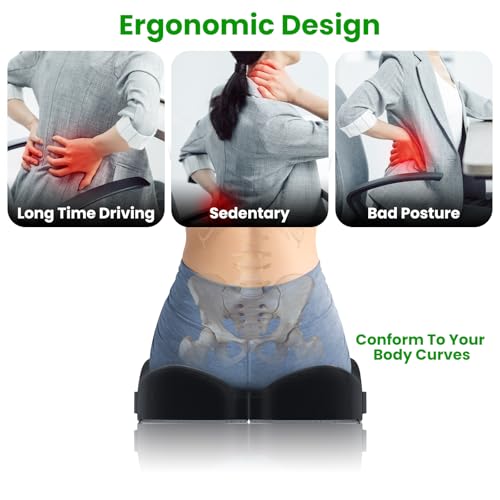 A-Pce Foldable Travel Seat Cushion-with Built-in Handles，Memory Foam Cushions for Relief of Lower Back, Sciatic, Butt and Tailbone Pain-for Home & Office Use, Perfect for Travel or Driving-Black