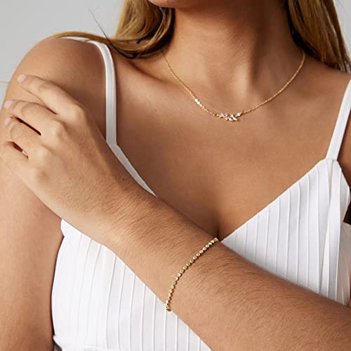 Kyerlyn 14K Gold Plated Handmade Dainty Dot Bracelet Cute Thin Everyday Bracelets for Women Men Size 6.5"+2" Extender - color: Bead:Gold
