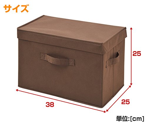 Yamazen YTCF-2PF(BR) Storage Box with Lid, Width 15.0 x Depth 9.8 x Height 9.8 inches (38 x 25 x 25 cm), Handle Included, Color Box Compatible, Finished Product, Brown, Set of 2 - color: Braun