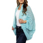 Open Weave Cocoon Shawl for Women, Cardigan Sweater, Lightweight Pashmina Shawl Wrap, Poncho Scarves for Women - color: Blue