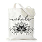 Inhale Exhale Tote Bag Gifts for Women Girl Yoga Lover Meditation Gift, Lotus Flower Zen Canvas Tote Bag Double-Sided Print Bags