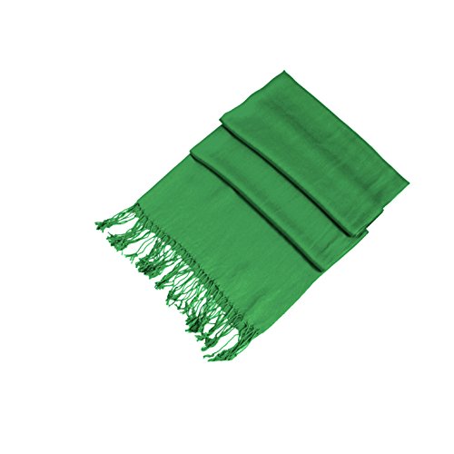 Sakkas Large Soft Silky Pashmina Shawl Wrap Scarf in Solid Colors - color: Kelly Green