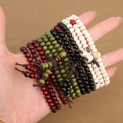 1PCS 6MM Bead Bracelets for Men and Women Unisex Mala Bracelet Beaded Tibetan Prayer Buddha Bead for Meditation - color: Green