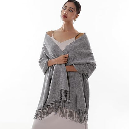 RIIQIICHY Winter Scarfs for Women Pashmina Shawls Wraps for Evening Dresses Large Warm Soft Scarves - color: Grey