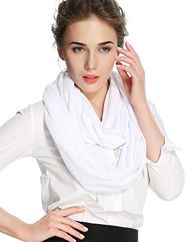 corciova Black Soft Girl Women Infinity Wrap Scarf Stretchy Jersey Knit Sleep Head Circle Scarf Continuous Loop Light Weight - color: 106 White