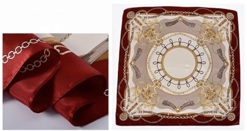 100% Pure Mulberry Silk Scarf 35" Large Square Lightweight Headscarf –Women’s Hair Wraps-With Gift Packed - color: Burgundy&brown
