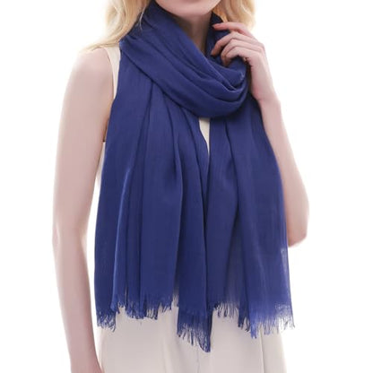 RIIQIICHY Scarf for Women Lightweight Solid Color Long Fashion Gauze Scarves Shawl Wrap - color: Royal Blue