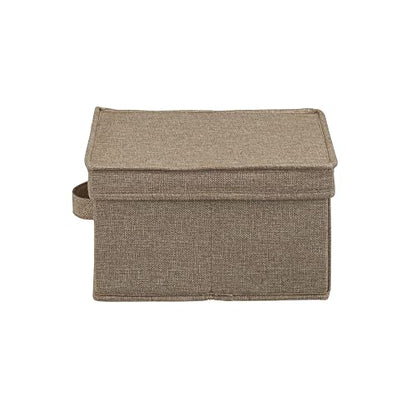 Household Essentials Medium Fabric Storage Bins with Lids, Latte, Set of 2