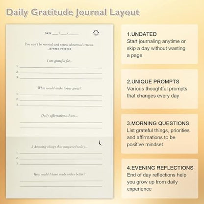 The Gratitude Journal, manifestation journal, Daily Journal with Prompts for Affirmation, Happiness, Mindfulness, Positivity, Wellness, Undated Journal for Women & Men(8.5 * 5.5 inches) - color: Beige