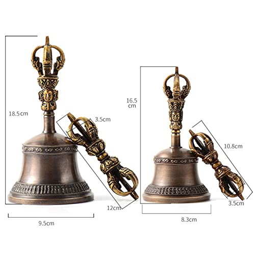 Tibetan Buddhist Meditation Bell And Dorje Set, It Can Be A Bell For Yoga And Meditation, A Hotel Bell, An Office Bell For Home Or Office, A Sound Healing Instrument, A Musical Instrument(Size:16.5cm) - size: 16.5cm