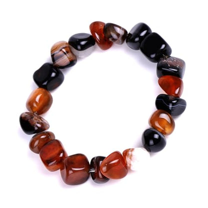 HZHRony Healing Crystal Stone Beads Bracelet Irregular Gemstone Beaded Bracelets For Women and Men Anxiety Relief Yoga Bracelet Jewelry Gifts 7 Inch - color: Brown Agate