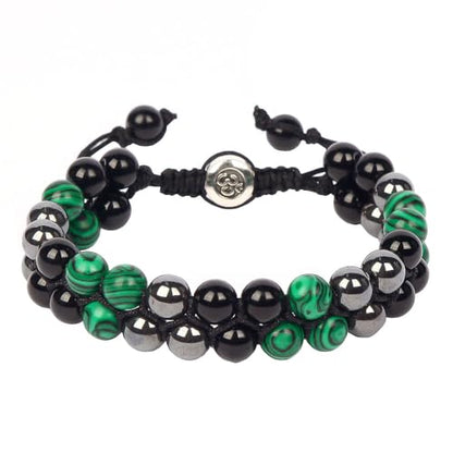 Triple Protection Bracelet - for Protect & Balance - Energy Crystal Handmade Bracelets for Men Women - color: Green