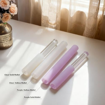 4 Pcs Singing Bowl Mallet Set Includes Solid and Hollow Acrylic Silicone Rubber Striker Mallet for Playing Quartz Crystal Singing Bowls with Bundle Pocket(WhitePurple) - color: WhitePurple