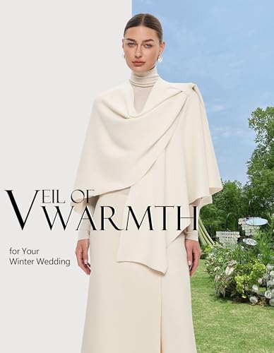 PULI Womens Large Cross Front Poncho Sweater Wrap Topper Knitted Elegant Shawls Cape for Fall Winter - color: Extra Warm Ivory White