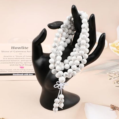 AD Beads 6mm 8mm 108 Prayer Mala Jasper Elastic Bracelet - Handmade Yoga Meditation Healing Power Energy Gifts for Unisex Adult. - color: Howlite(Calmness)