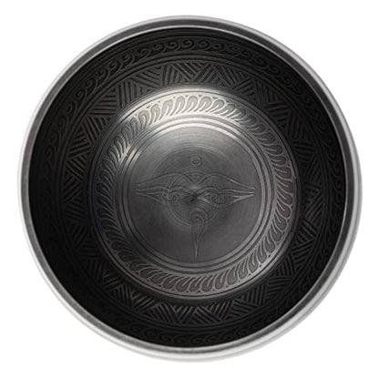 Tibetan Singing Bowl Set - Easy To Play Authentic Handcrafted For Meditation Sound Chakra Yoga Healing 4 Inches By Himalayan Bazaar (Black & Orange) - color: Black - Orange